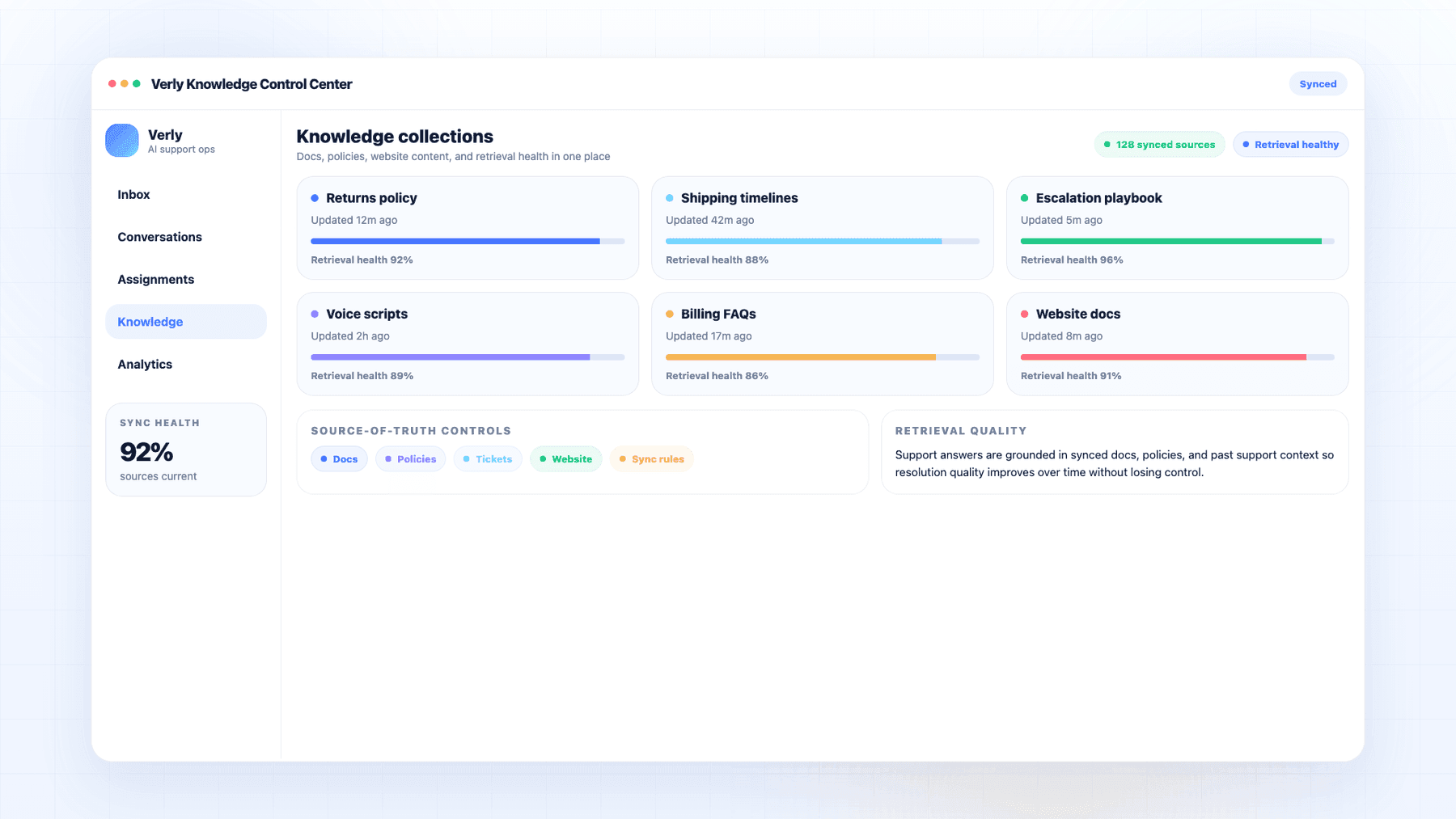 Knowledge and data source preview
