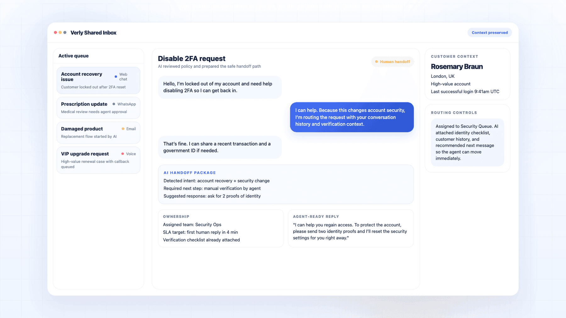 Shared inbox support workspace preview